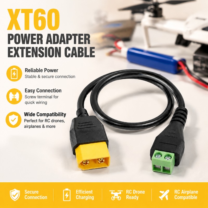 Drone Battery Adapter - Кабель-адаптер XT60 (штекер-гнездо) на 2-контактную винтовую